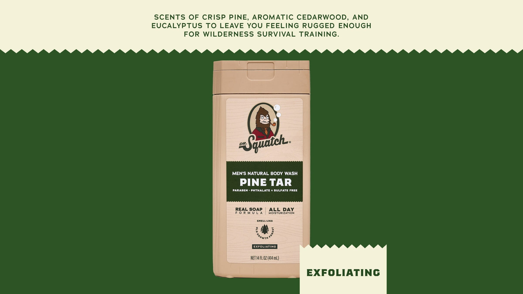 14 oz Pine Tar Exfoliating Body Wash - Clean Outdoor Lather