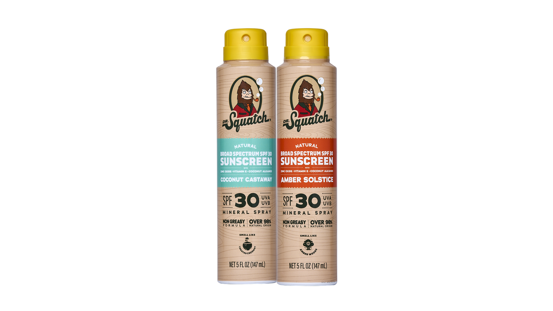Dr. Squatch Spray Sunscreen | SPF 30 UVA/UVB Protection | Non-Greasy Mineral Sunscreen for Men - Beach Ready